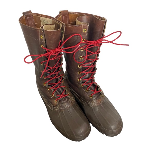LL Bean Maine Hunting Shoe 12 Inch Mens 9 Womens 10 Pac Boot VTG Leather Tall - Picture 2 of 9